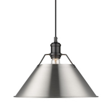Golden Canada 3306-L BLK-PW - Yep by Golden Lighting Orwell 1-light 14in Pendant in Matte Black and Pewter shade
